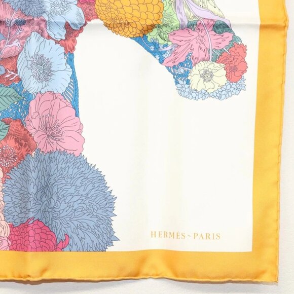 HERMES Carre 45 Scarf ""ROBE LEGERE"" Silk Orange Auth am8904 - Picture 5 of 8